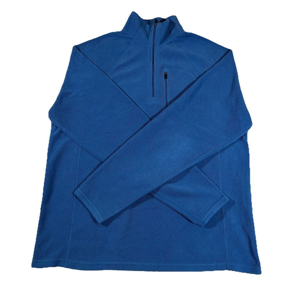 LL Bean Blue Fleece 1/4 Zip Light weight Pullover Sweater Men's Medium